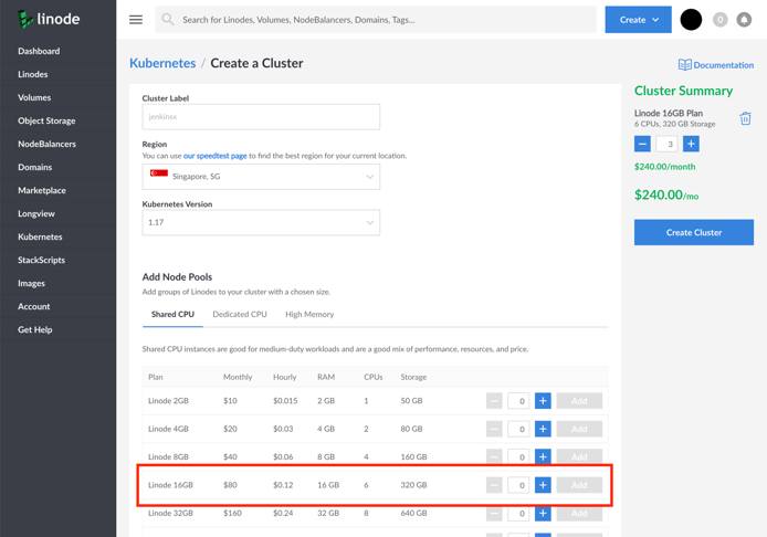 Creating a Kubernetes cluster on Linode