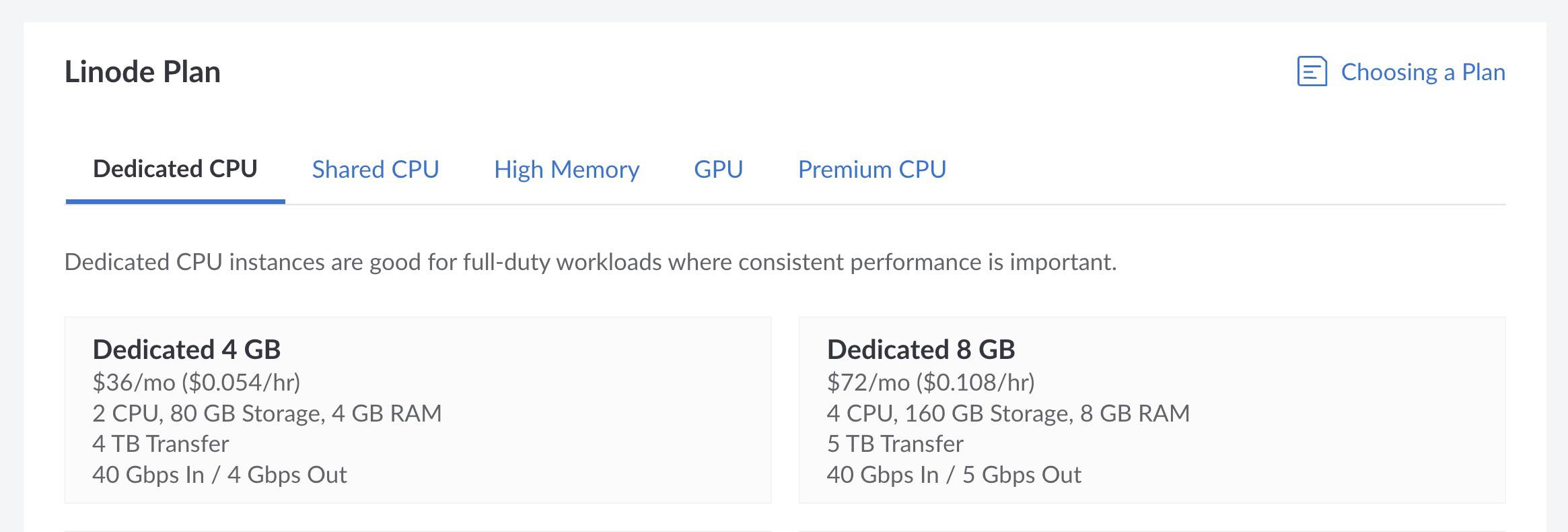 Plan selection in Cloud Manager Plan selection in Cloud Manager