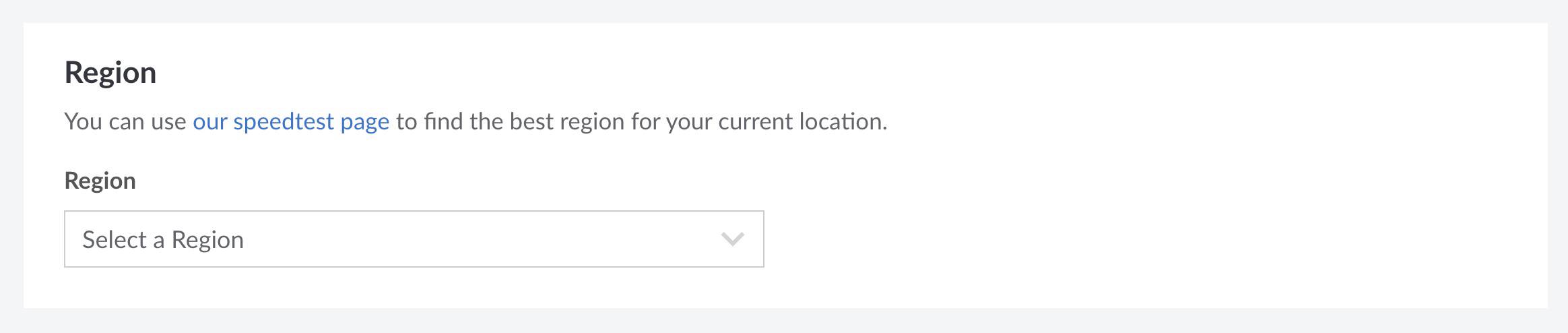 Region selection in Cloud Manager Region selection in Cloud Manager