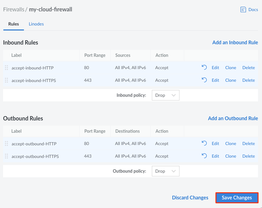 Apply your changes to the Firewall.